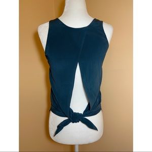 Silk Green Back Tie Tank Top XXS